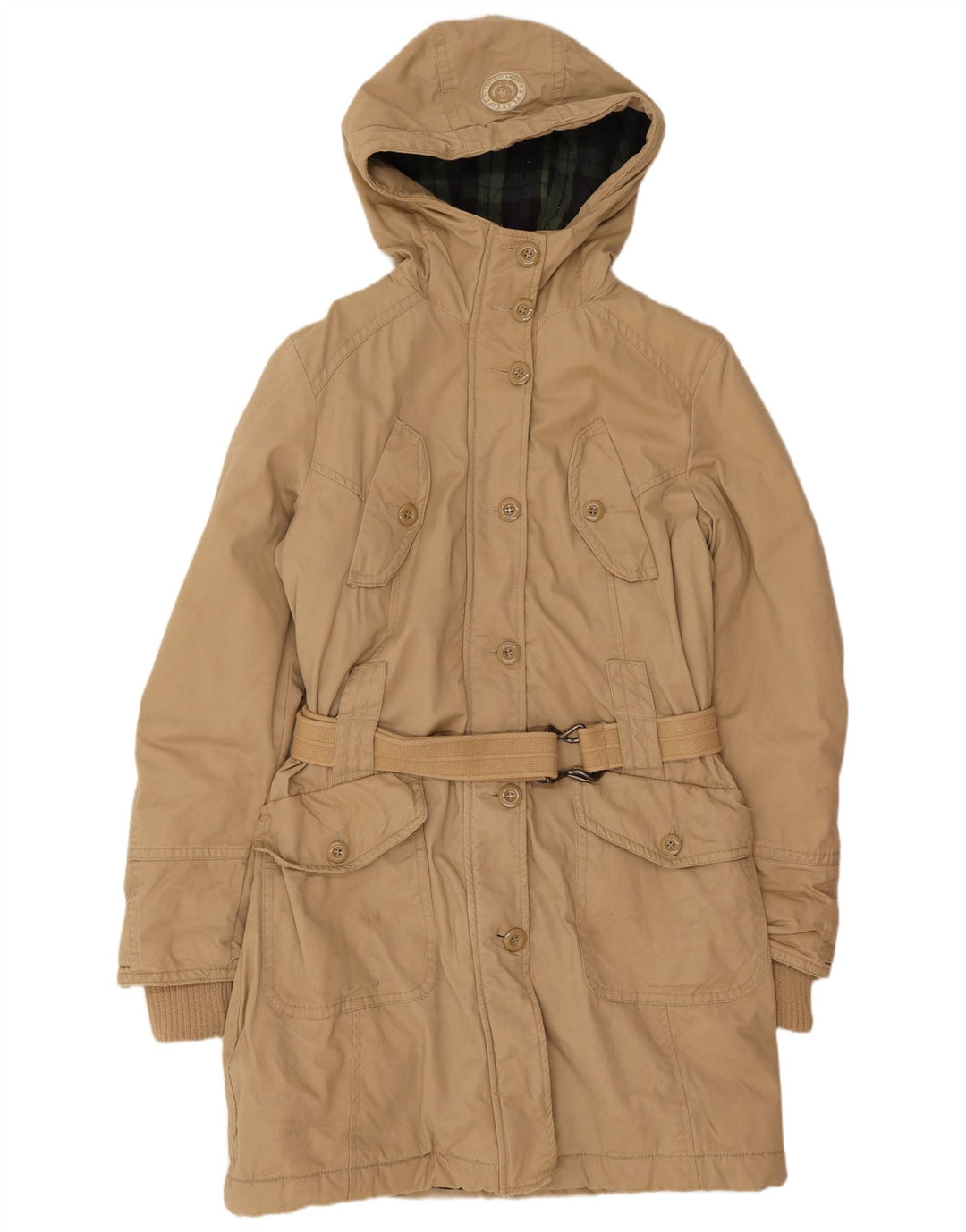 Playlife Dame Hooded Parka Jacket UK 12 Medium Beige