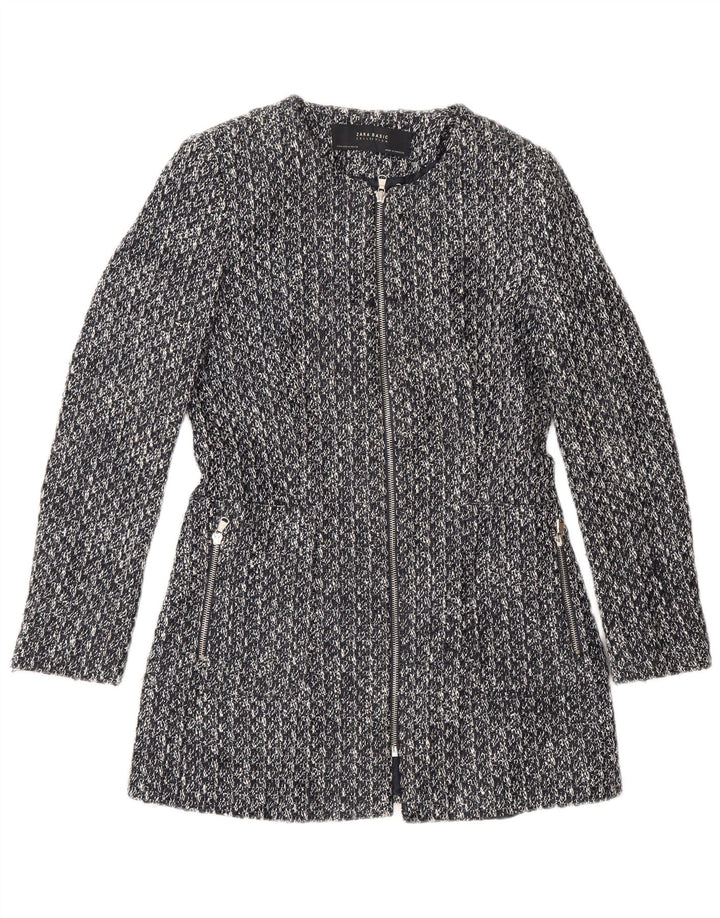 Zara Dame Blazer Jakke UK 12 Medium Grey Bomuld