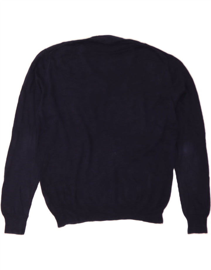 J. CREW Mens V-Neck Jumper Sweater Medium Navy Blue Cotton Vintage J. Crew and Second-Hand J. Crew from Messina Hembry 
