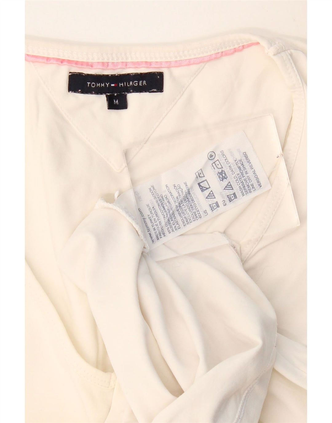 Tommy Hilfiger Dame Top Langærmet UK 12 Medium Hvid Bomuld