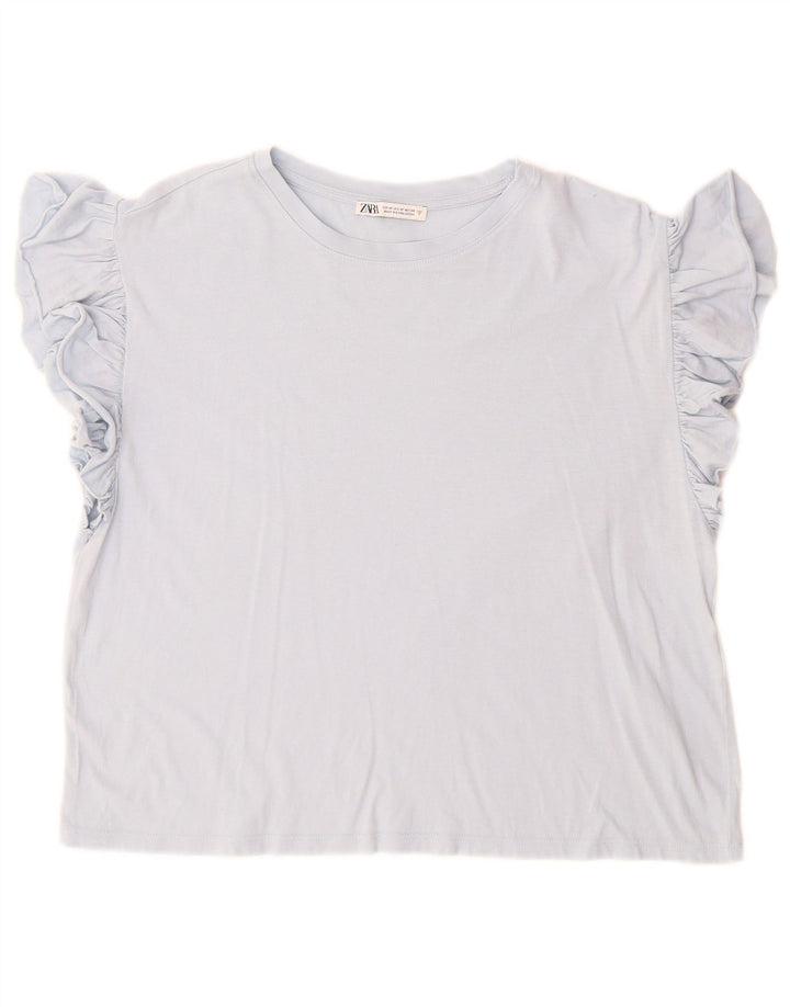 Zara Dame T-Shirt Top UK 14 Medium Blue