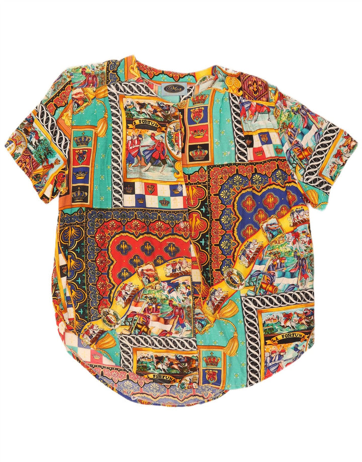 Mas kvinders abstrakt mønster skjorte bluse UK 20 2XL flerfarvet