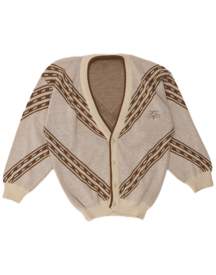 Vintage herre cardigan sweater XL Off White geometrisk akryl