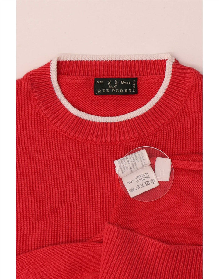 Fred Perry drenge sweater med rund hals 7-8 år rød bomuld