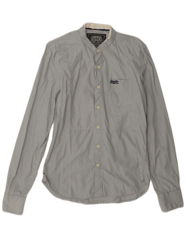 Superdry Mens Shirt Medium Grey Pinstripe Cotton