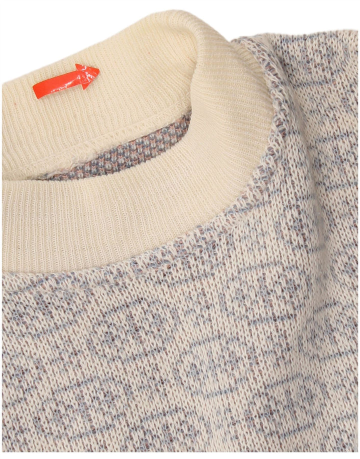 Vintage sweater med rund hals til mænd Medium Blue Fair Isle