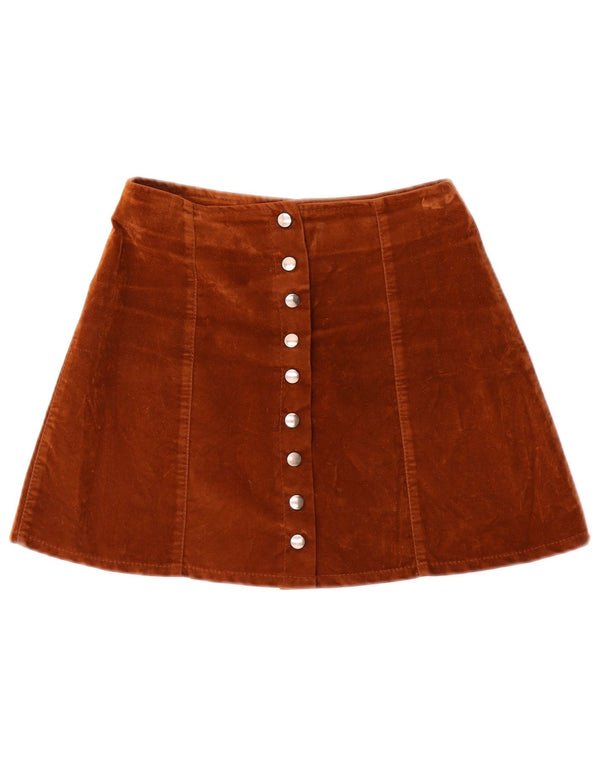 Vintage dame velour mininederdel W24 XS brun polyamid