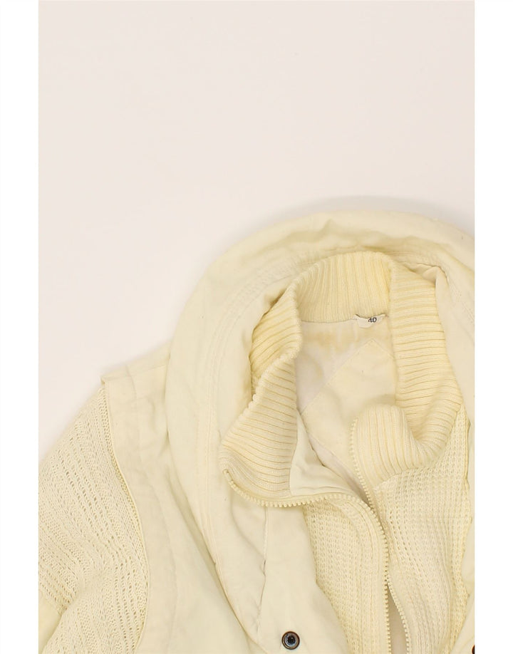 VINTAGE Womens Bomber Jacket EU 40 Medium Beige Polyester Vintage Vintage and Second-Hand Vintage from Messina Hembry 