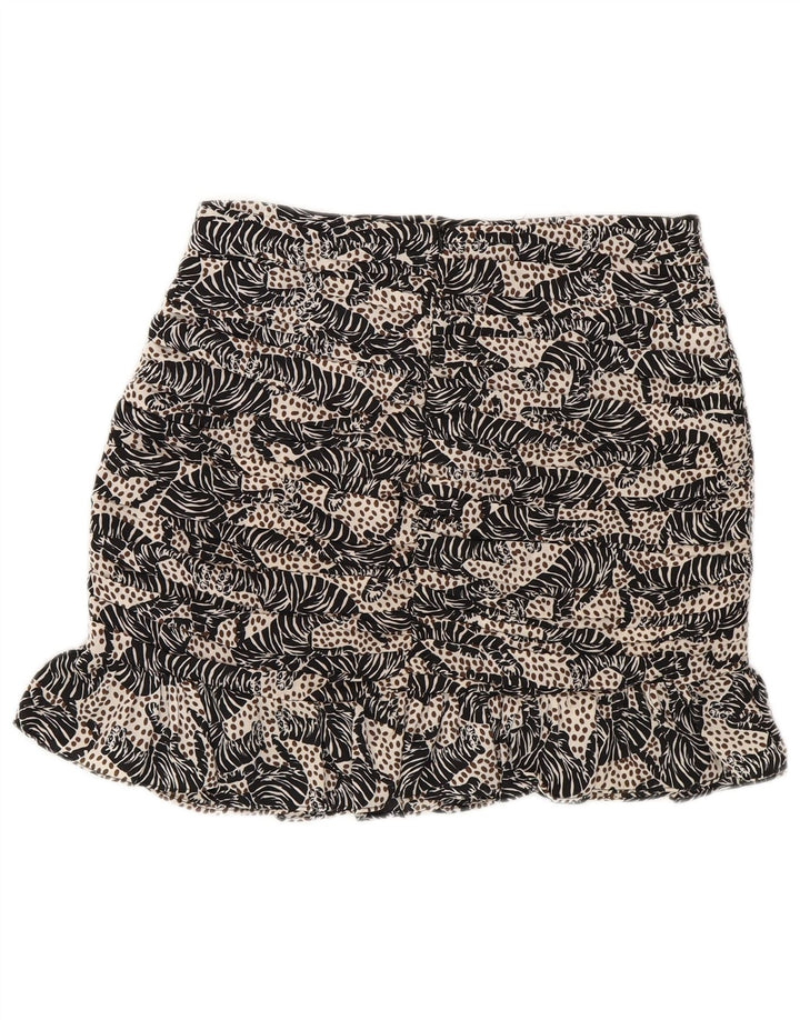 Zara Dame Mini Nederdel XS W24 Sort Animal Print Polyester