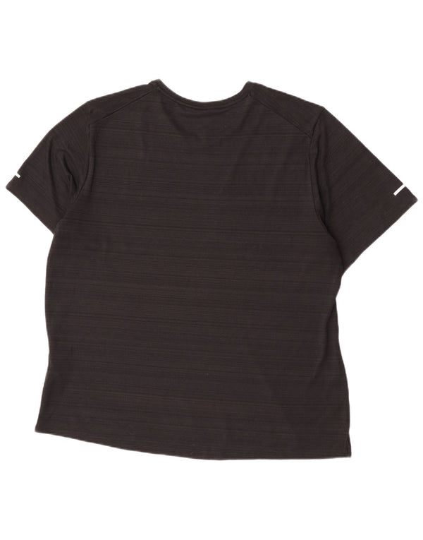 Nike Dame Dri Fit T-Shirt Top UK 18 XL Sort Stribet Polyester
