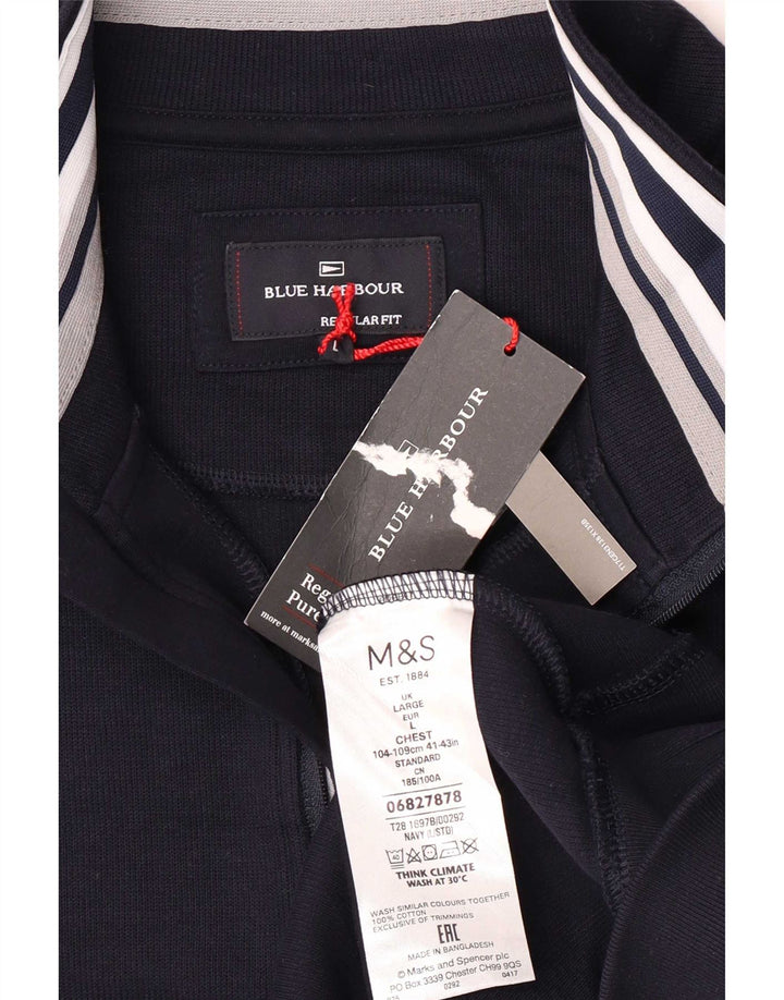 Marks & Spencer Herre Blue Harbor Regular Fit Sweatshirt Jumper Large Navy