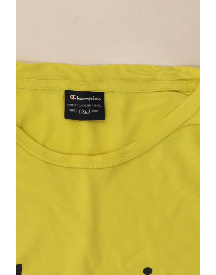 Champion Herre Grafisk T-Shirt Top XL Gul