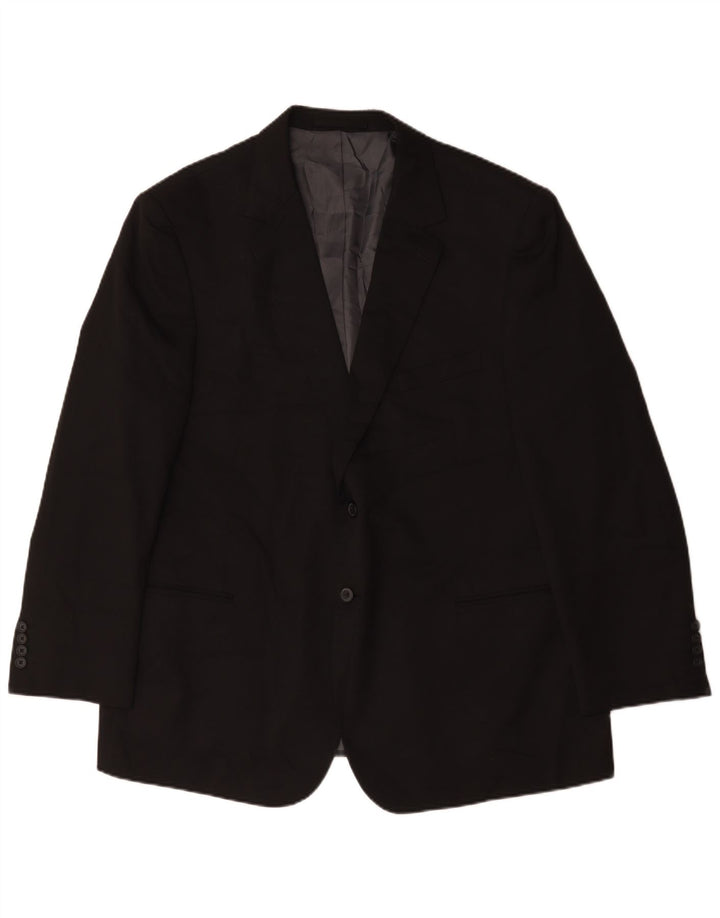 Marks & Spencer Herre 2 Button Blazer Jacket UK 48 2XL Sort Polyester