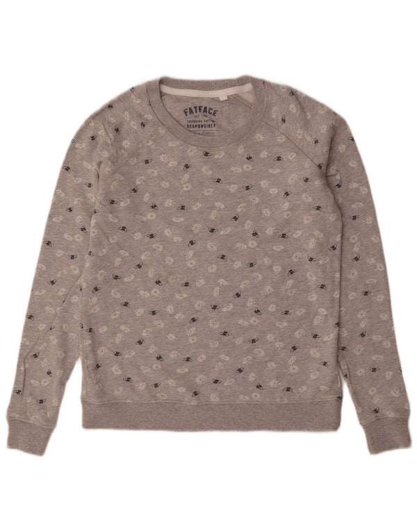 FAT FACE Dame Sweatshirt Jumper UK 6 XS Grå blomsterbomuld