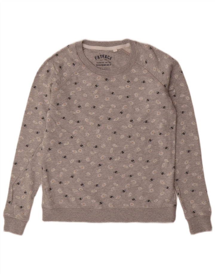 FAT FACE Dame Sweatshirt Jumper UK 6 XS Grå blomsterbomuld