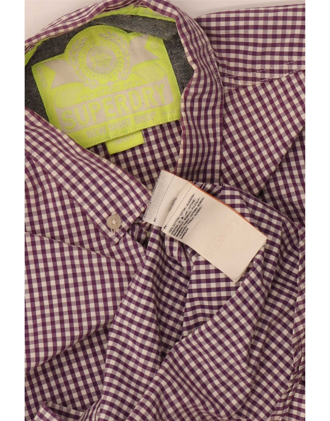 Superdry herreskjorte lille lilla Gingham bomuld