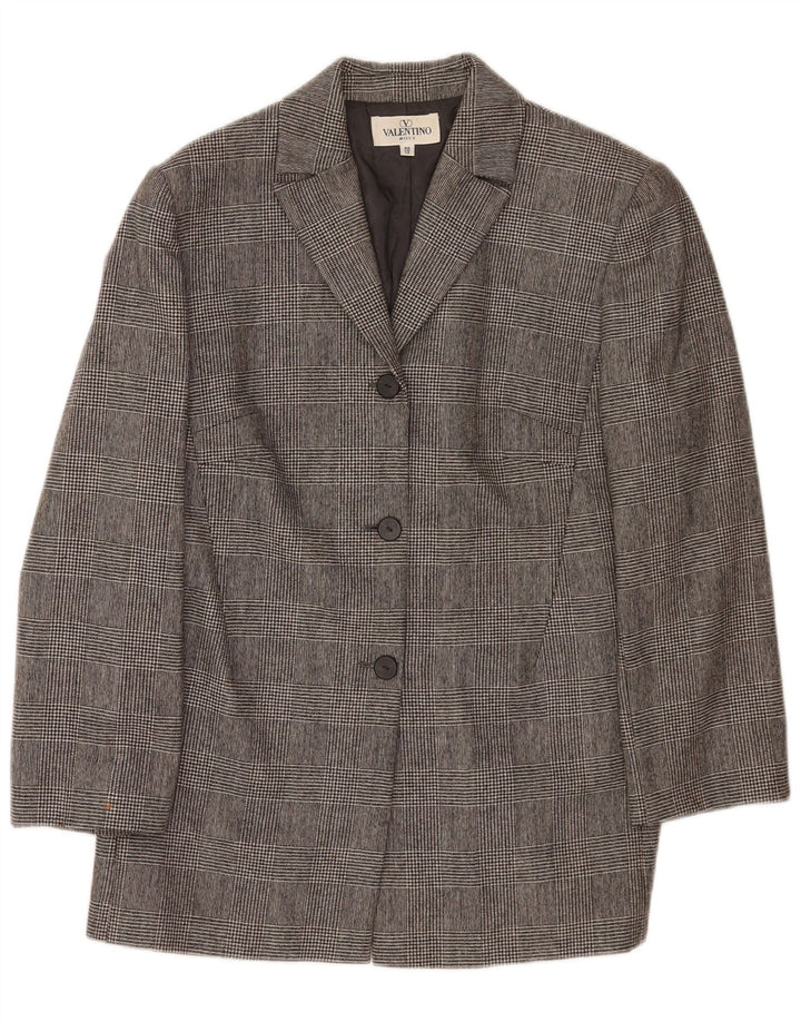 Valentino Dame 3-knaps blazerjakke UK 12 Medium Grey Houndstooth