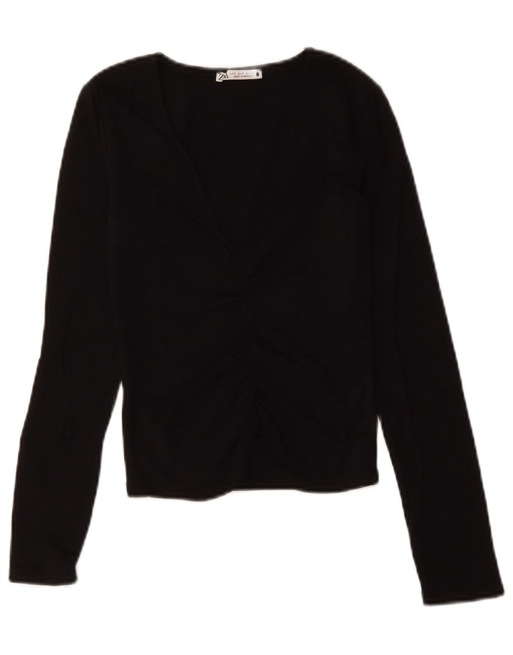 Zara Womens Crop V-hals sweater UK 8 Small Black