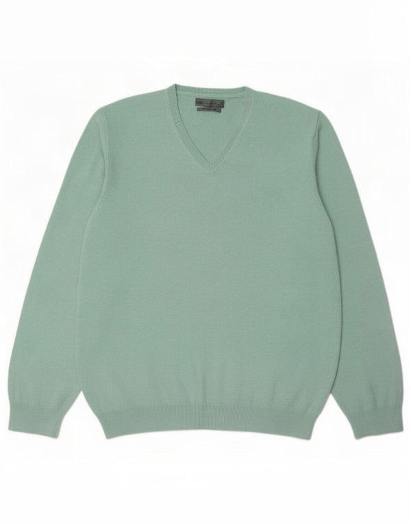 Marks & Spencer Herre V-hals sweater XL Grøn Bomuld