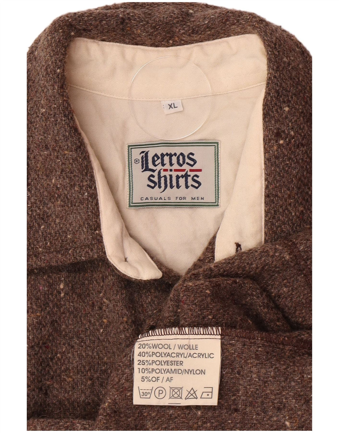 Lerros Herre Overshirt Skjorte XL Brun Flecked Acryl
