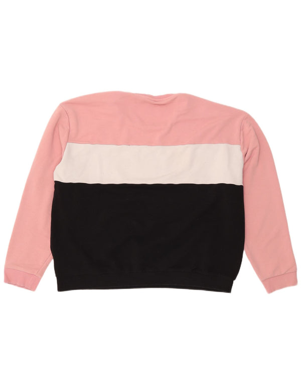 FILA Grafisk Sweatshirt Jumper til kvinder UK 24 4XL Pink Colourblock Bomuld