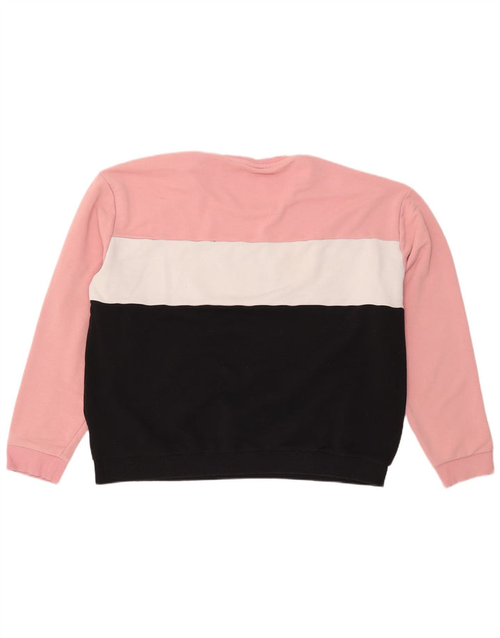 FILA Grafisk Sweatshirt Jumper til kvinder UK 24 4XL Pink Colourblock Bomuld