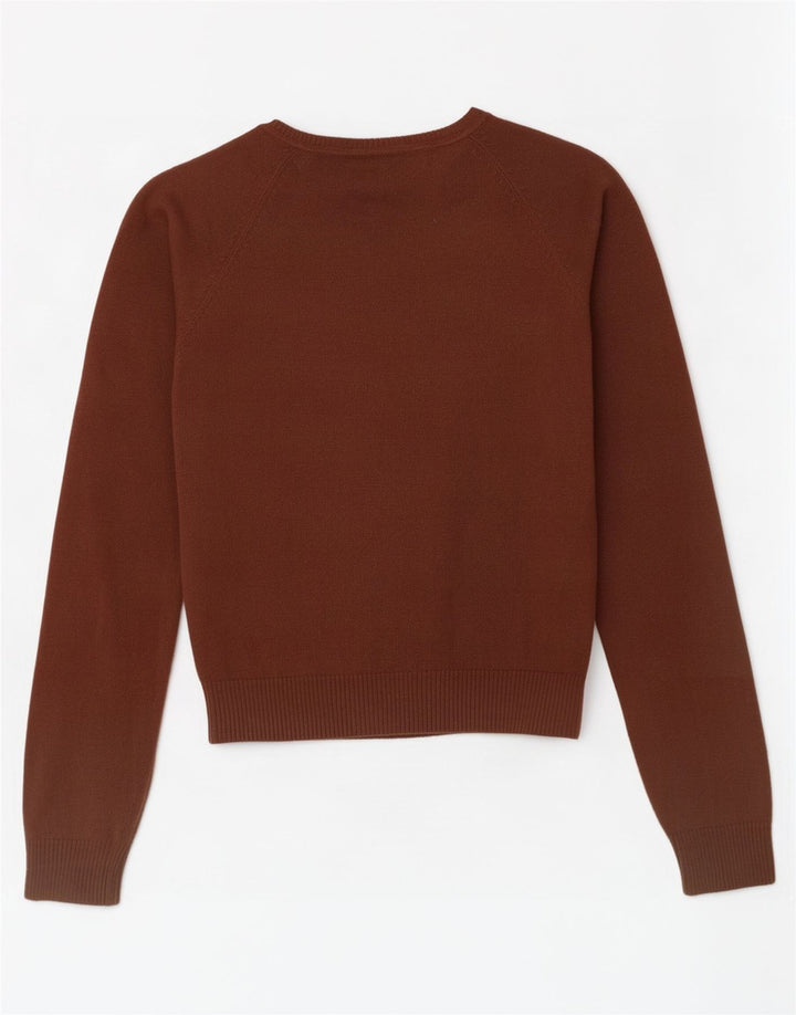 Zara Dame V-hals sweater UK 12 Medium Brun Bomuld