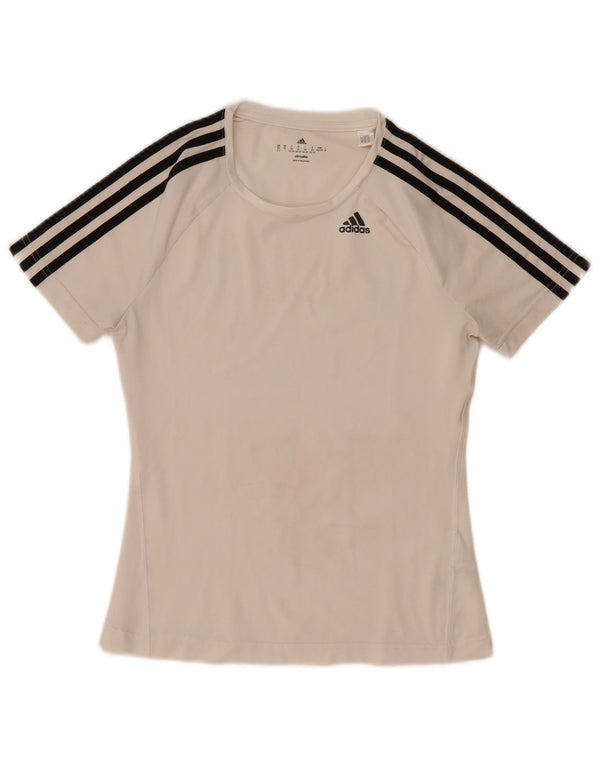 Adidas Dame Climalite T-Shirt Top UK 4/6 XS Off White Polyester