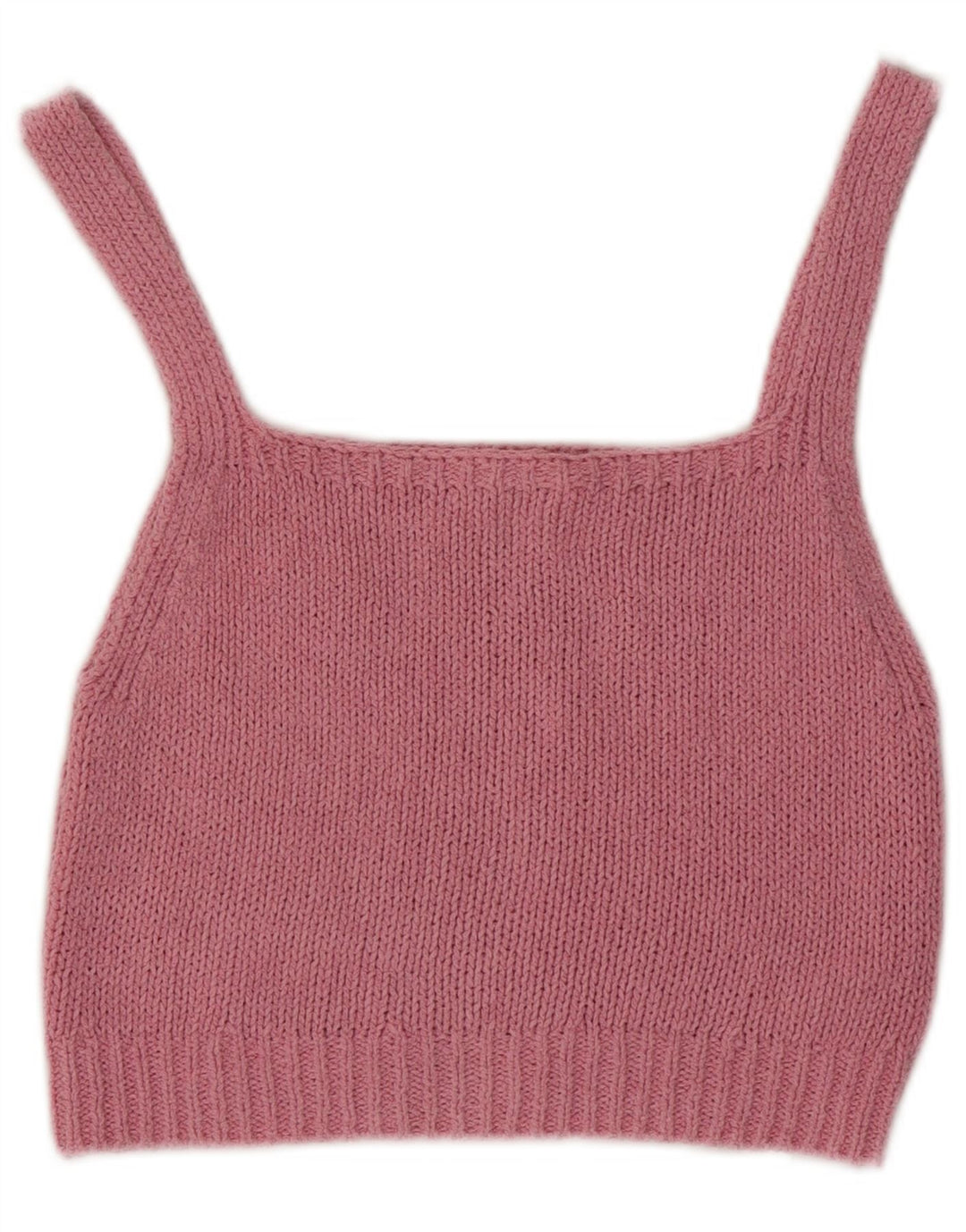 Zara Womens Knit Crop Top UK 12 Medium Pink Bomuld