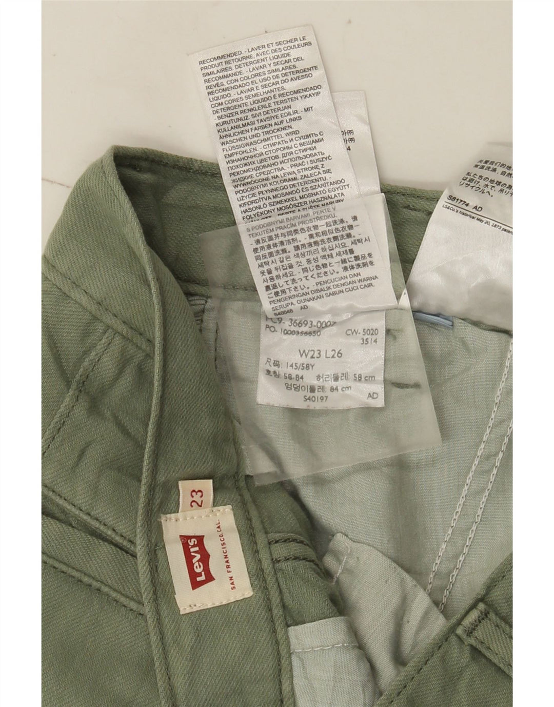 Levi's Lige Cargo-bukser til kvinder W23 L26 Grøn bomuld