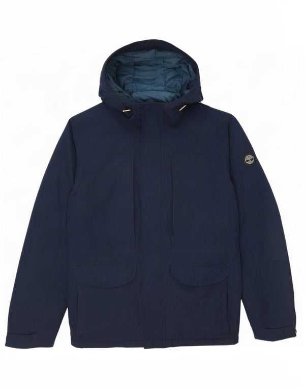 Timberland Herre Hooded Windbreaker Jacket UK 36 Small Navy Blue Polyester
