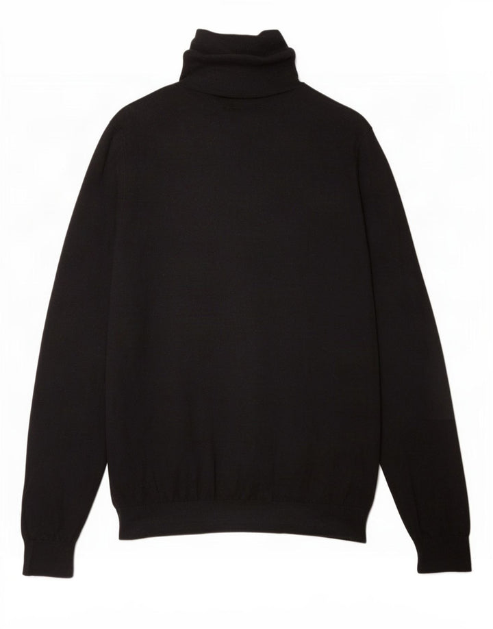 Massimo Dutti Dame Roll Neck Jumper Sweater UK 16 Stor Sort Bomuld