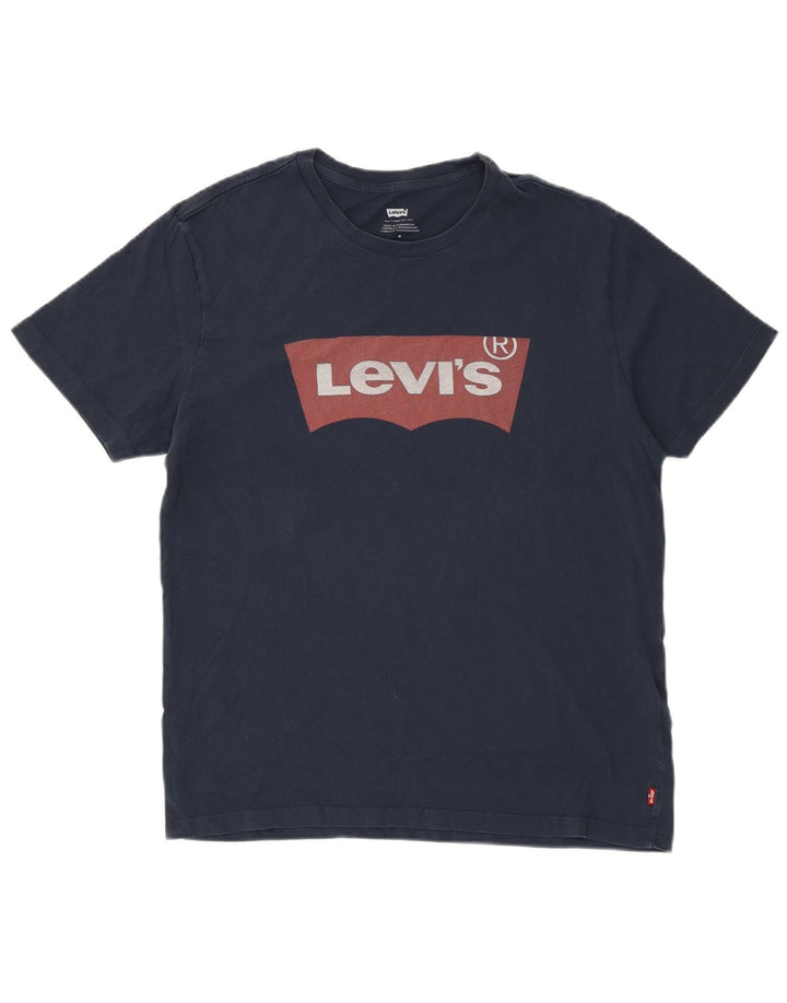 LEVI'S Herre grafisk T-shirt Top Medium Marineblå Bomuld
