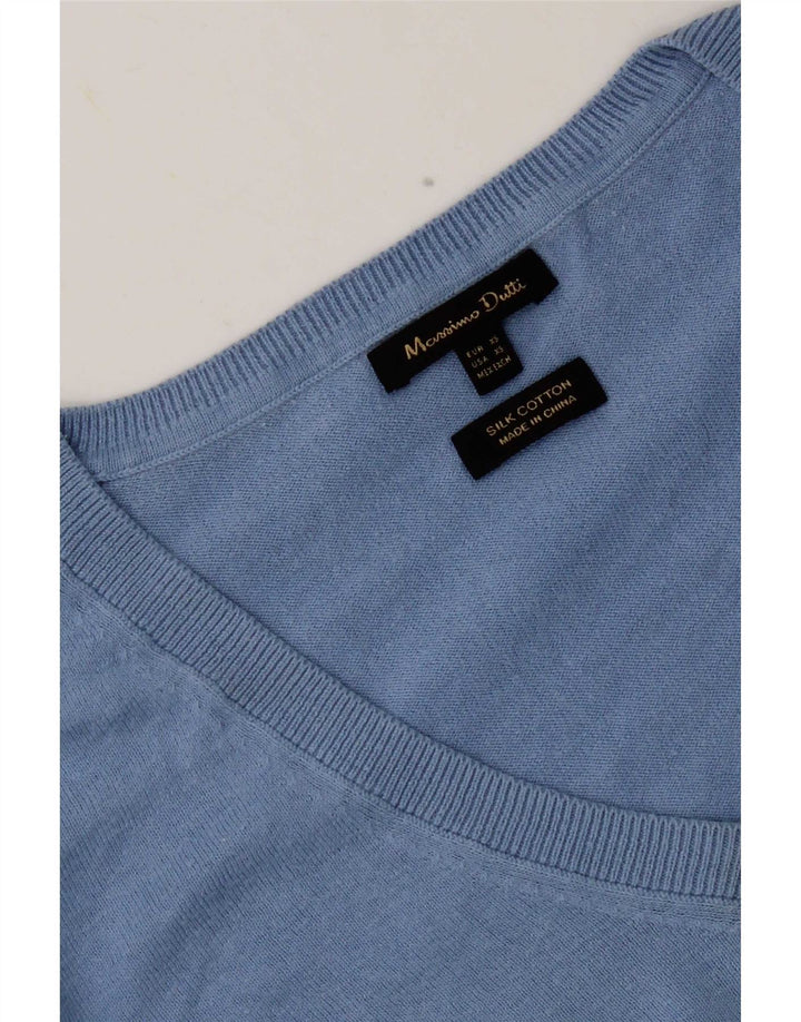 Massimo Dutti Dame 3/4 Ærmet Oversized Sweatshirt Jumper UK 6 XS Blå