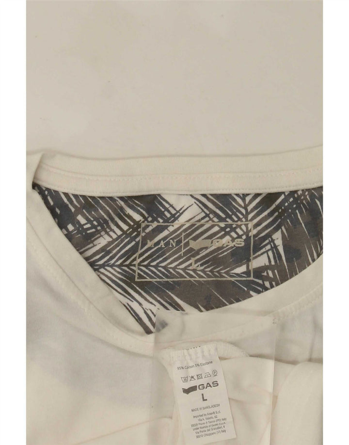 Gas Herre Grafisk T-Shirt Top Stor Hvid Bomuld