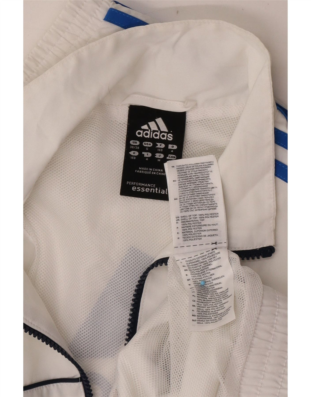 Adidas Herre grafisk træningsdragt Topjakke UK 36/38 Lille hvid polyester