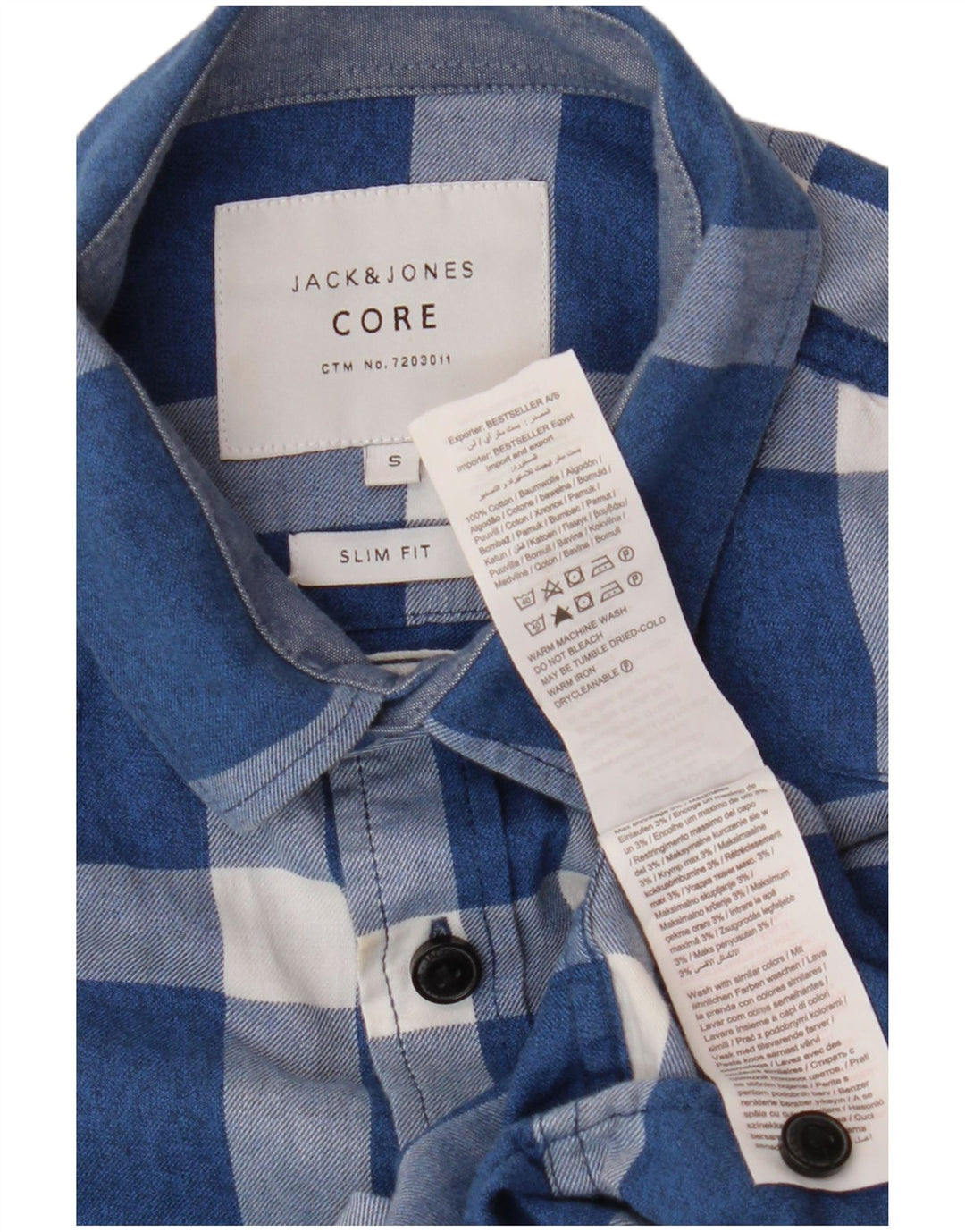 Jack & Jones Herre Slim Fit Flanellskjorte Lille blå ternet bomuld