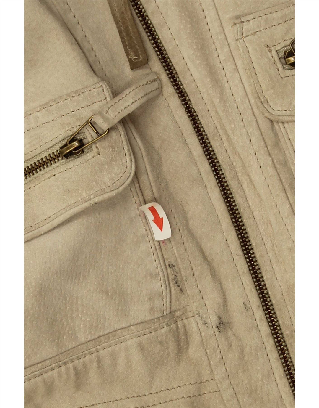 Heine Herre Ruskind Bomber Jacket UK 44 2XL Beige Læder