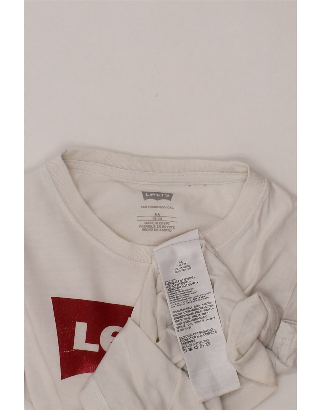 LEVI'S piger grafisk t-shirt top 5-6 år hvid bomuld