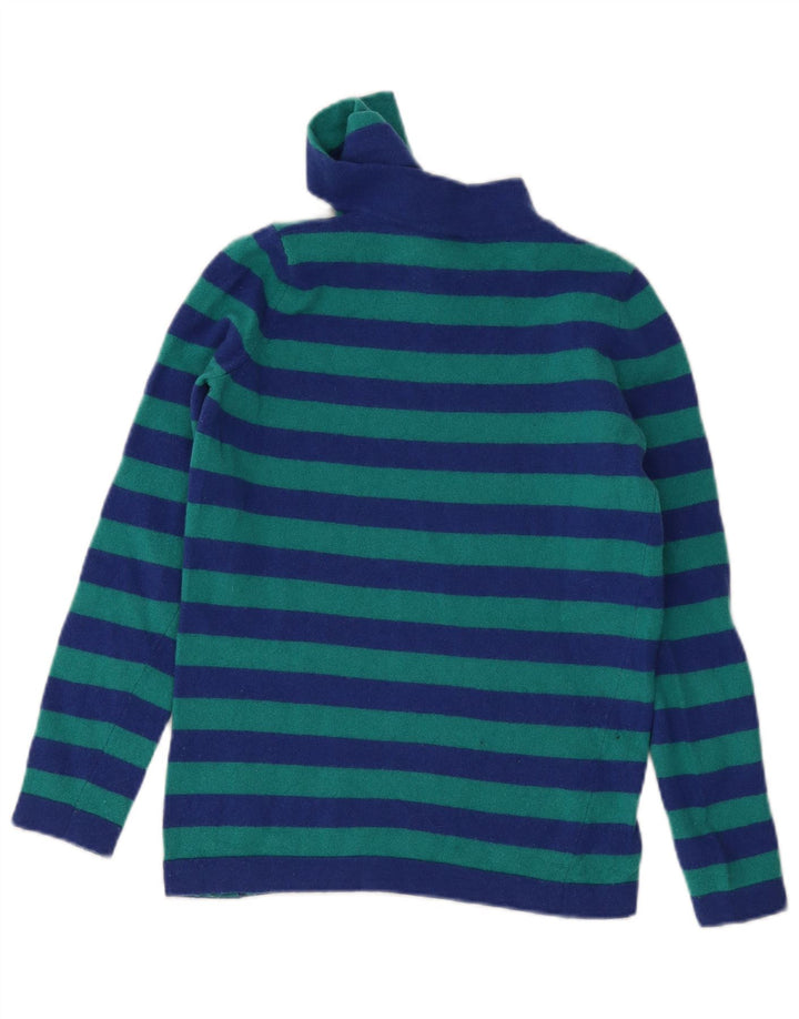 Benetton Dame Turtle Neck Jumper Sweater UK 10 Lille blå stribet
