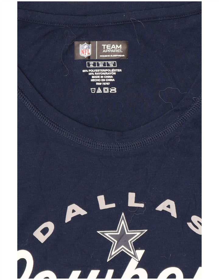 NFL Dame Dallas Cowboys Grafisk T-Shirt Top UK 18 XL Navy Blue Polyester
