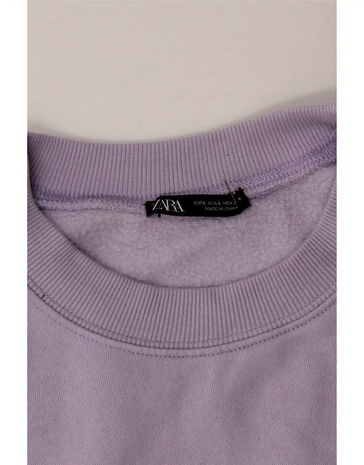 ZARA Womens Sweatshirt Jumper UK 16 Large Purple Cotton Vintage Zara and Second-Hand Zara from Messina Hembry 
