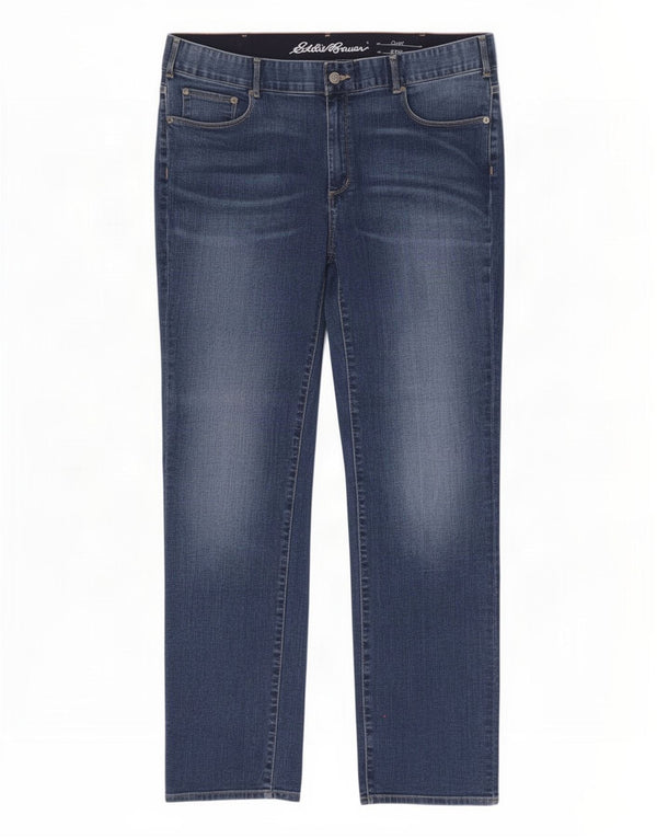 Eddie Bauer Kvinder Curvy Straight Jeans US 18 2XL W40 L31 Blå Bomuld