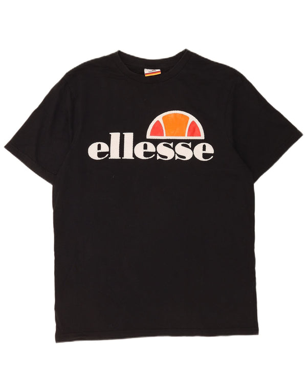 Ellesse Herre Grafisk T-Shirt Top Medium Sort Bomuld