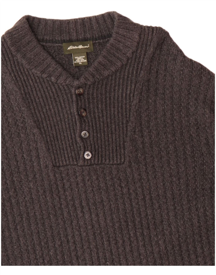 EDDIE BAUER Herre sweater med rund hals XL Grå bomuld