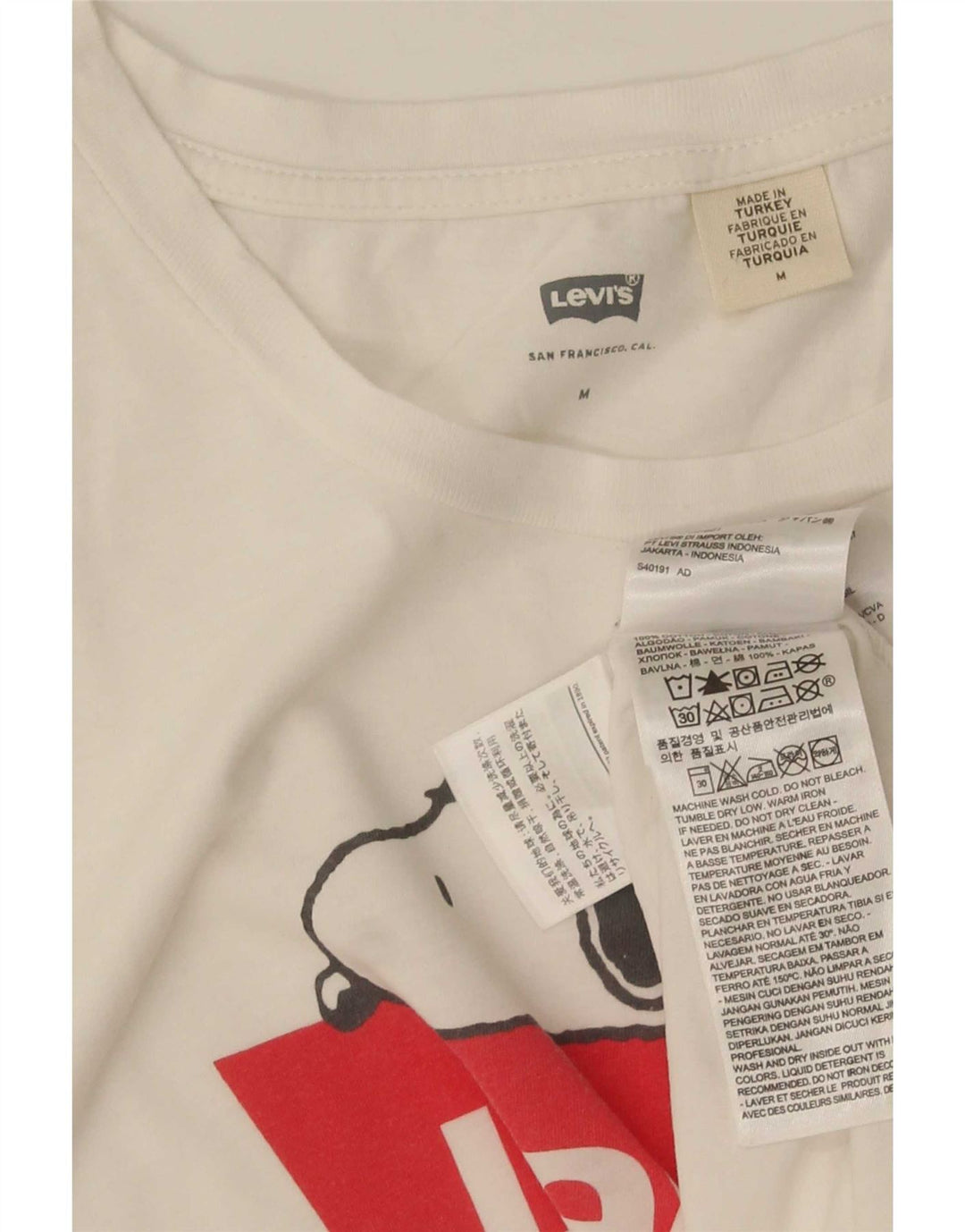 Levi's Grafisk T-shirt top til kvinder UK 12 Medium hvid bomuld