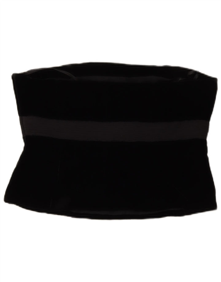 LAURA ASHLEY Womens Velvet Corset Top UK 14 Medium Black Viscose