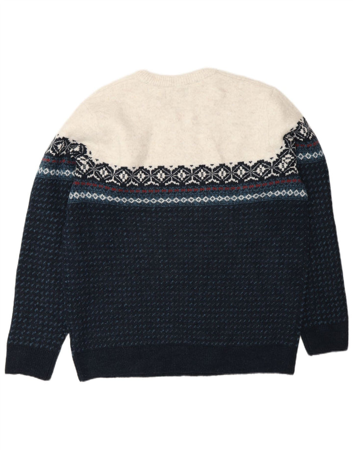 Marks & Spencer Herre sweater med rund hals, stor turkis Fair Isle