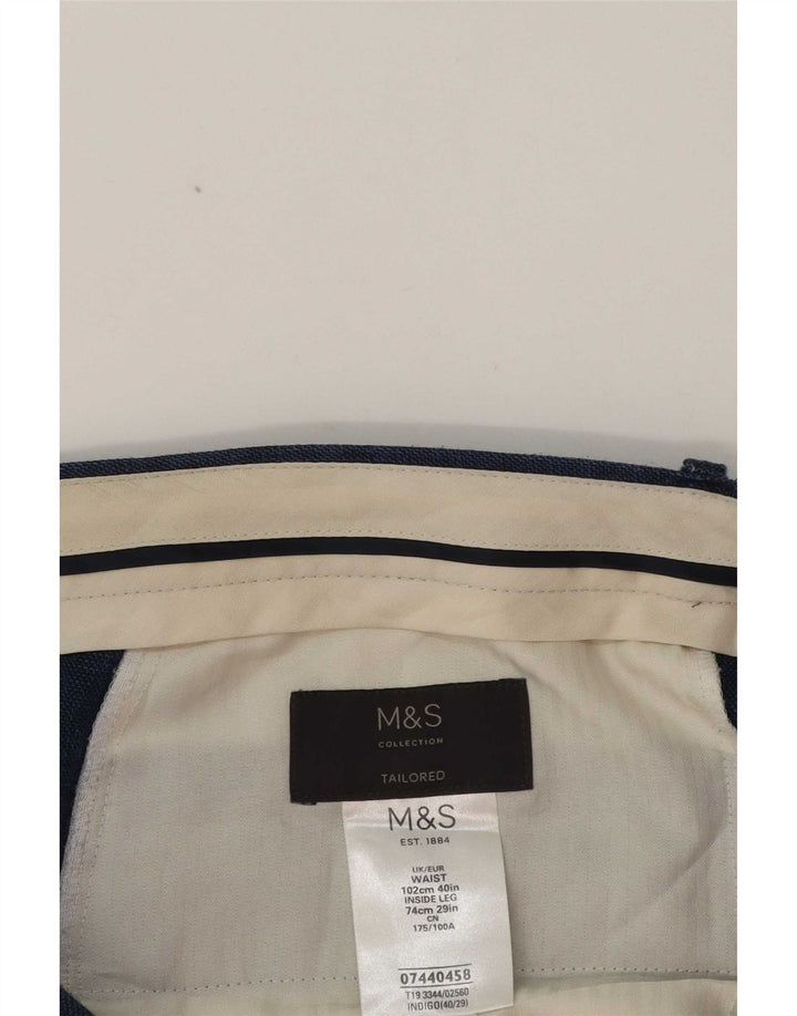 Marks & Spencer Herre Skræddersyede Fit Suit Bukser W40 L29 Blå Klassisk