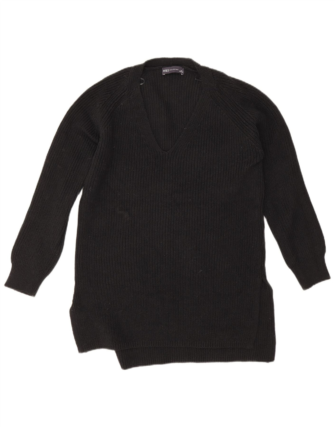 Marks & Spencer Dame Oversized V-hals sweater UK 10 Small Black
